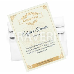 Zaproszenie na dowolną rocznicę ślubu w formie certyfikatu z napisem Razem 100 lat!