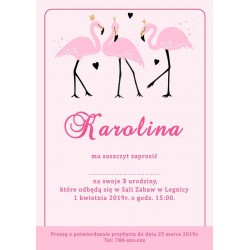 różowe zaproszenie dla dziewczynki