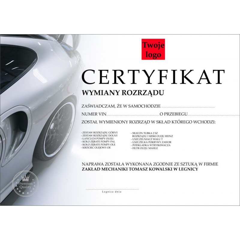 Certyfikat lakiernik samochodowy